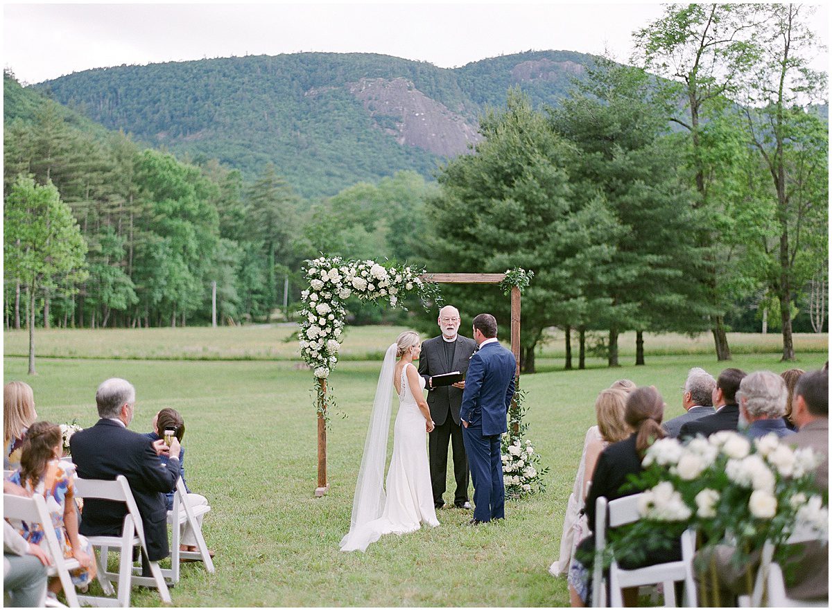 Bride and Groom at Alter in Highlands North Carolina Wedding Photo