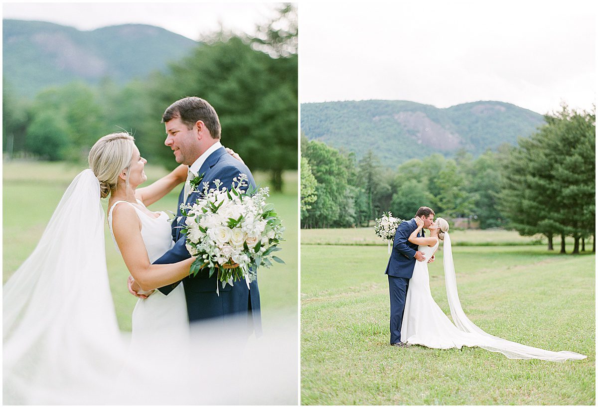 Highlands North Carolina Wedding Bride and Groom Hugging and Kissing Photos