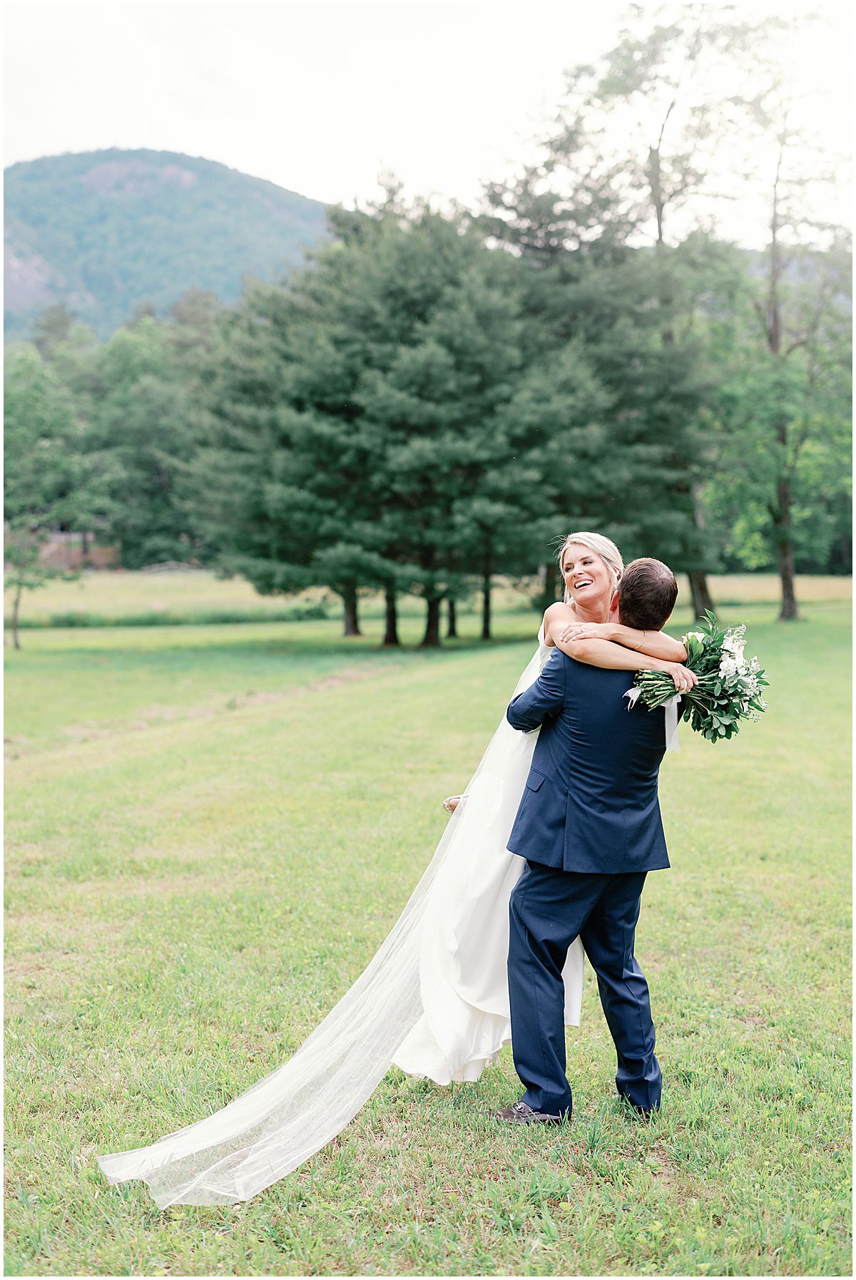 Highlands North Carolina Wedding Bride and Groom Hugging Photo