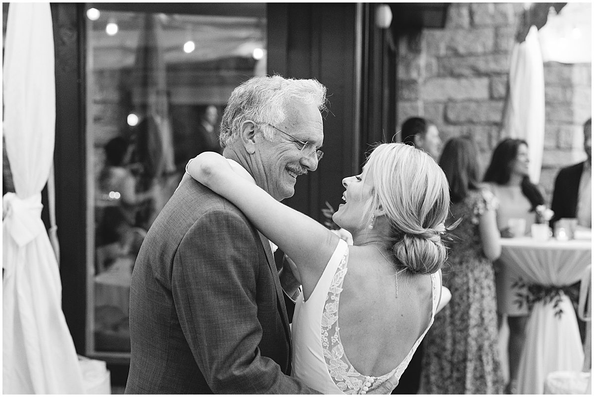 Black and White of Bride Dancing with Her Dad Photo