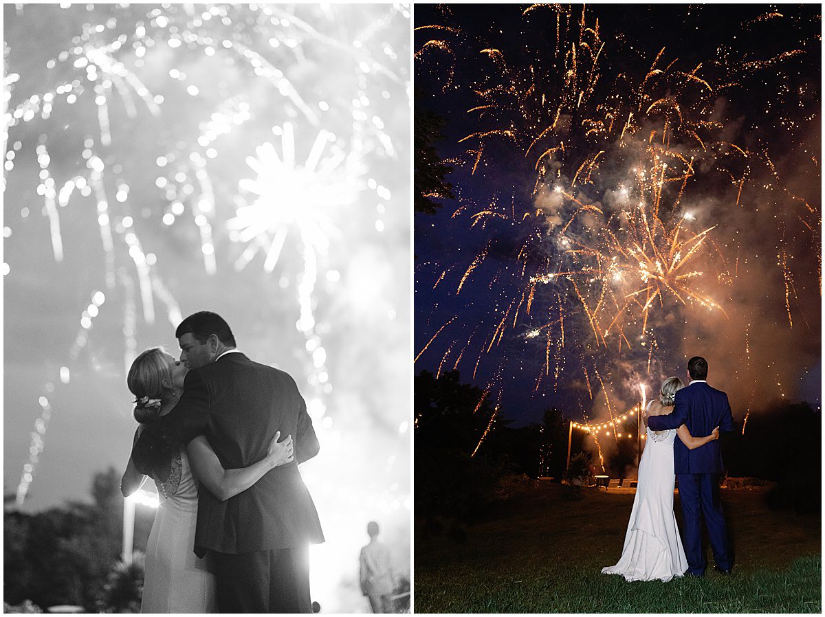 Bride and Groom Watching Fireworks at Highlands North Carolina Wedding Photos