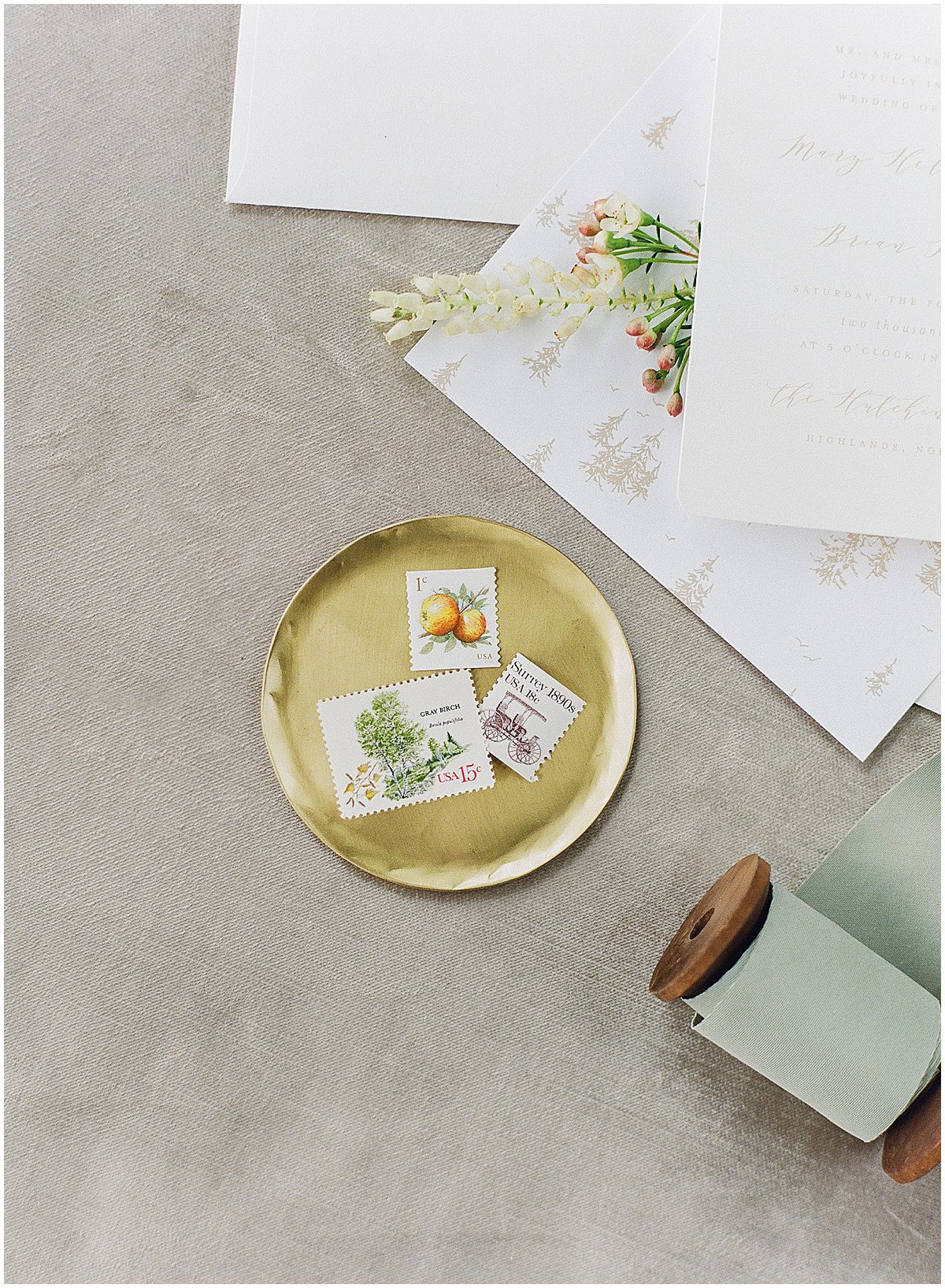 Gold Dish with Stamps Photo