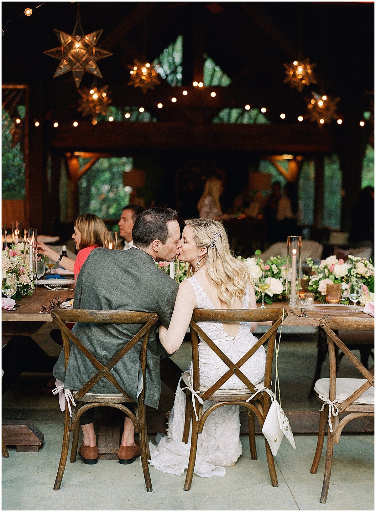 Hutchinson House Wedding Bride and Groom Kissing at Reception Photo