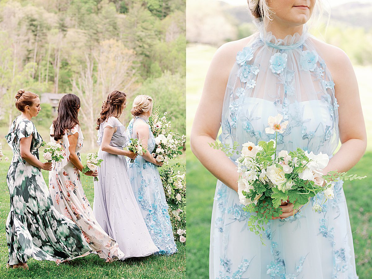 Bridesmaids in Ceremony and Bridesmaid Holding Bouquet Photos
