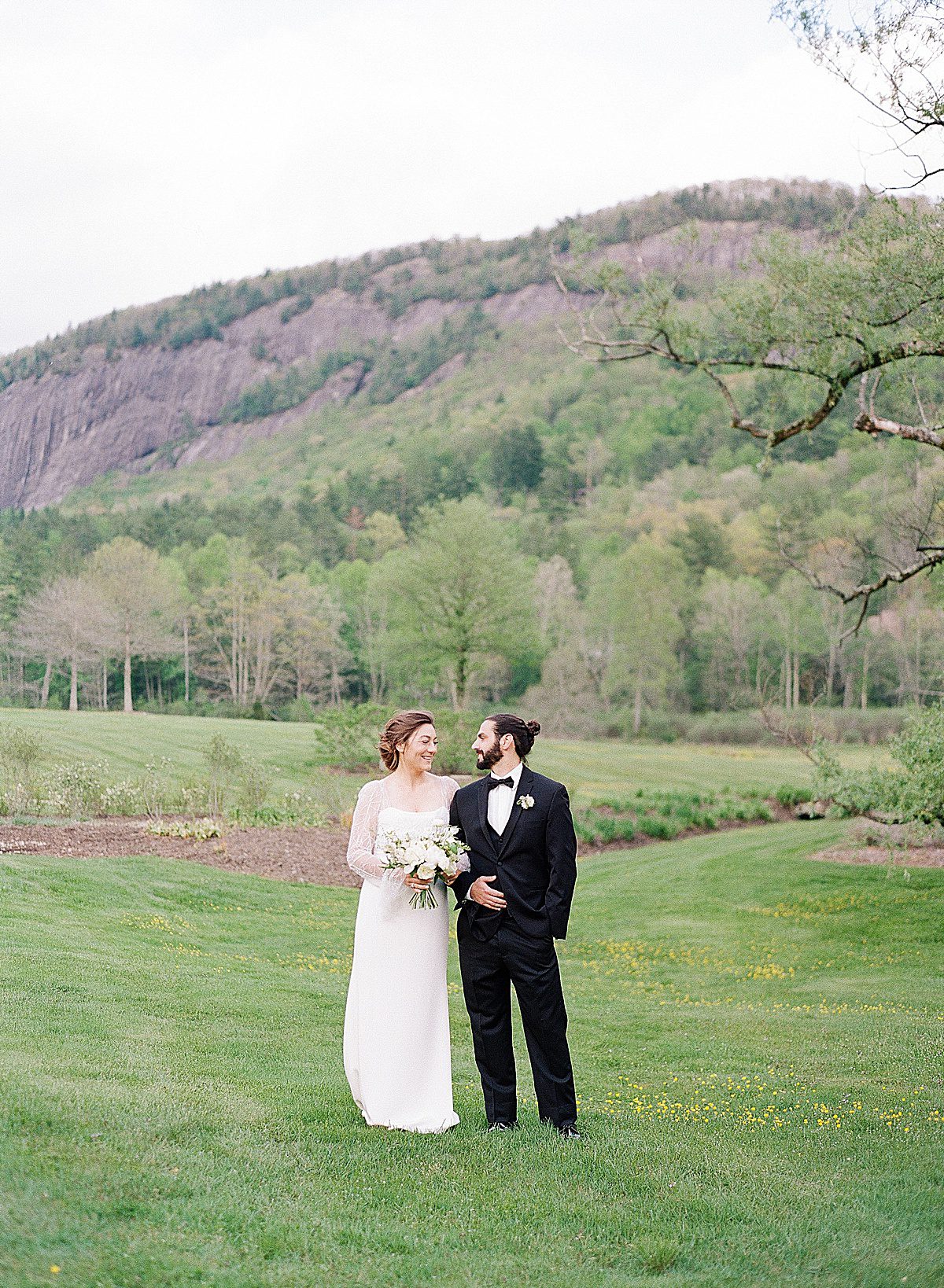 Bride and Groom Arm in Arm in Lonesome Valley Cashiers NC Photo