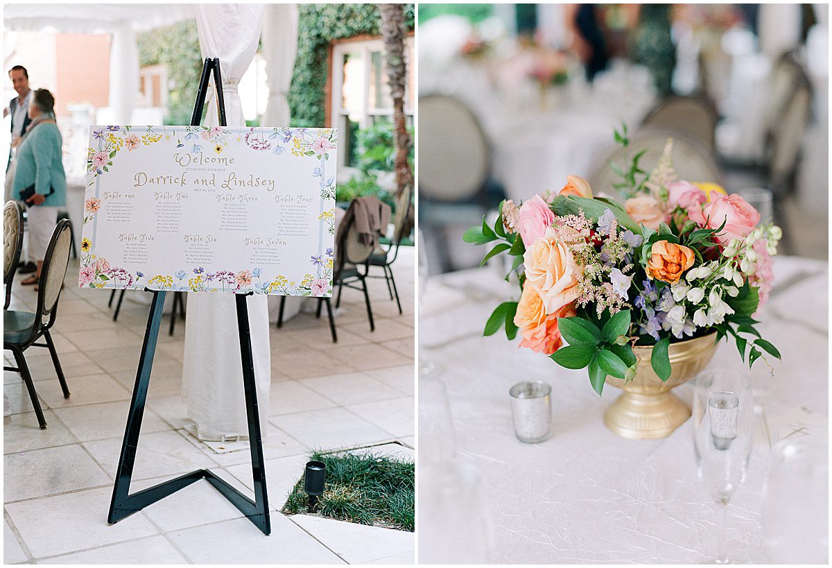 Mansion on Forsyth Park Rehearsal Dinner Seating Chart and Flowers Photos