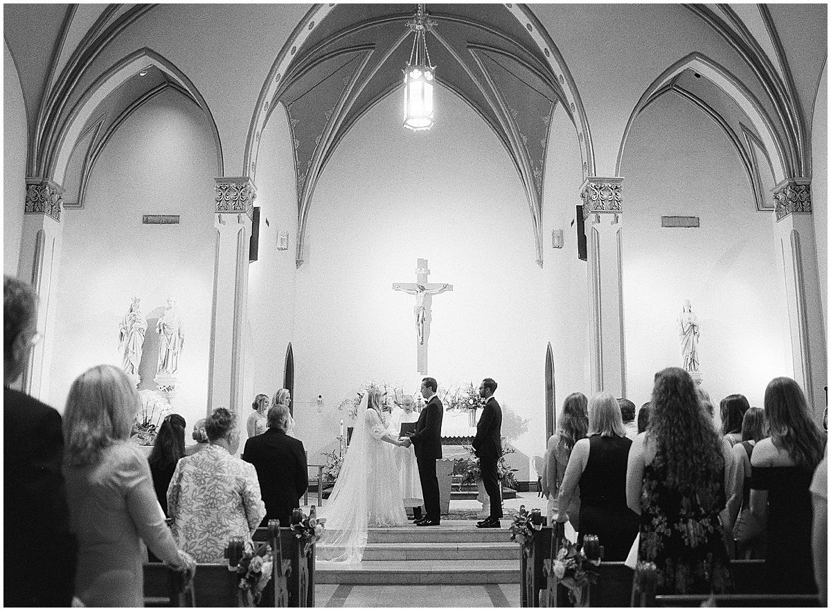 Black and White of Bride and Groom During Savannah Wedding Ceremony Photo