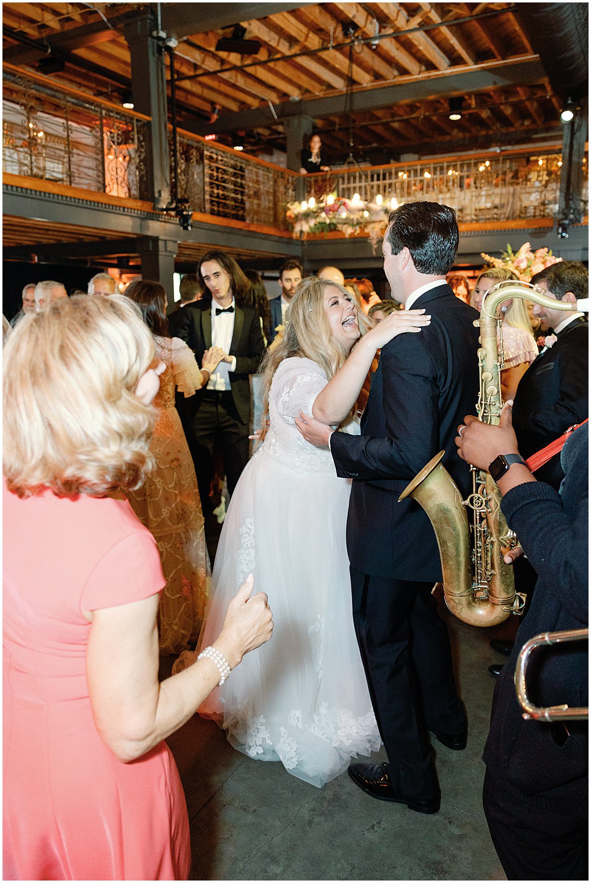 Bride and Groom Dancing and Laughing at Savannah Wedding Photo
