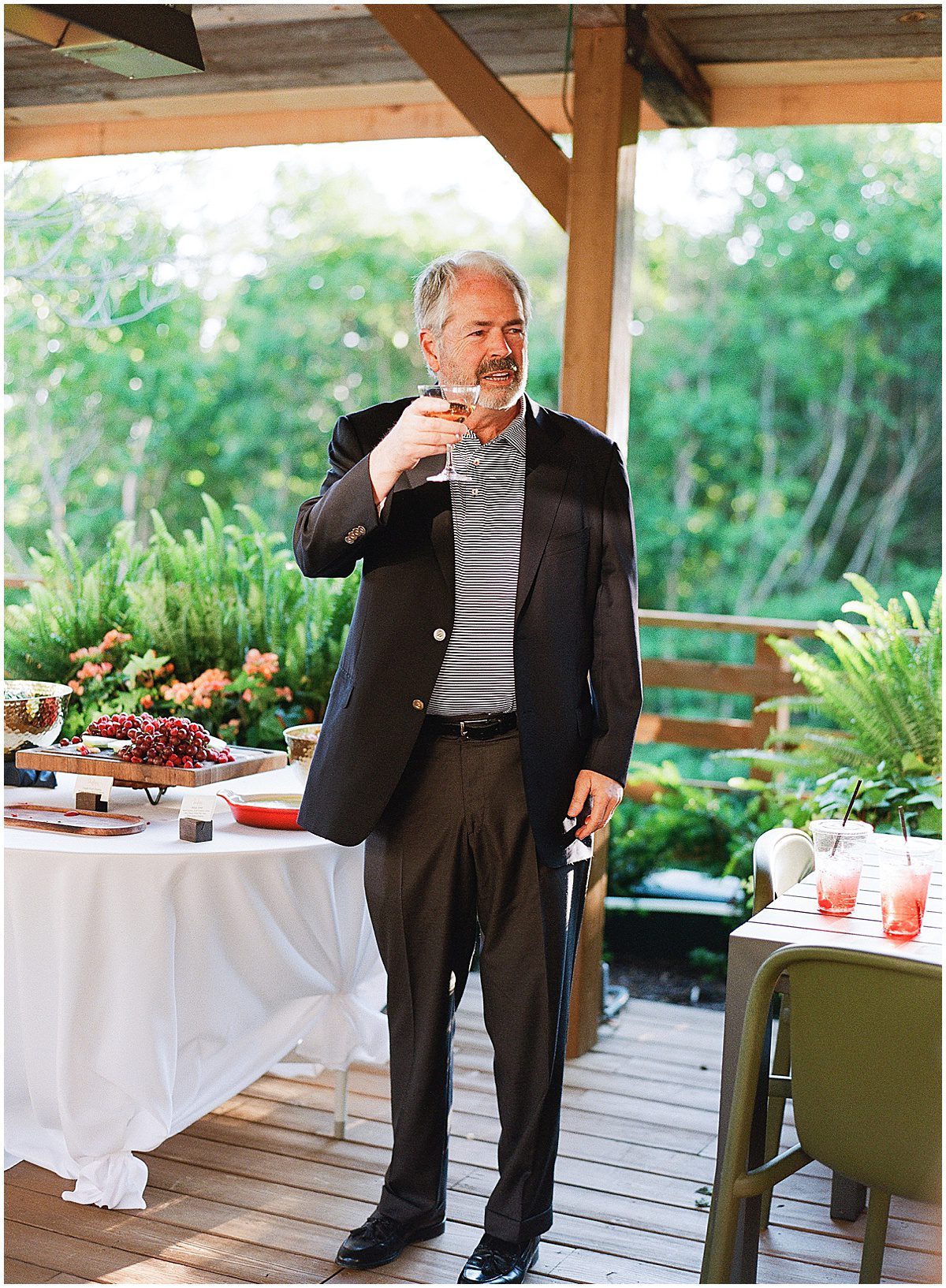 Father of The Groom Toasting Couple at Skyline Lodge Wedding Welcome Dinner Photo