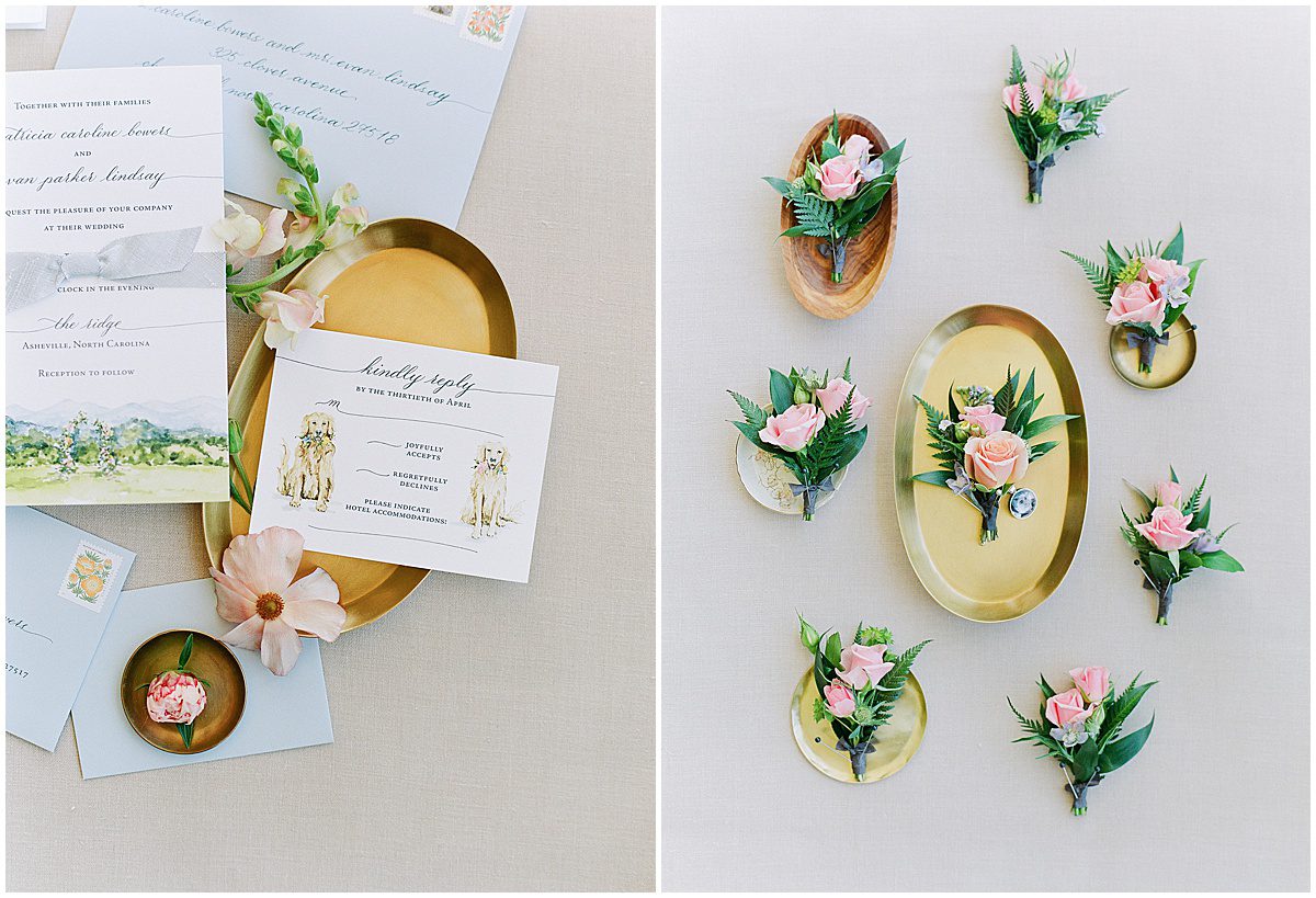 Wedding Details Invitation Suite and Boutonnieres Photos