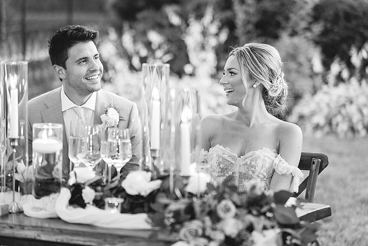 Bride and Groom Laughing at Long Island New York Wedding Reception Photo