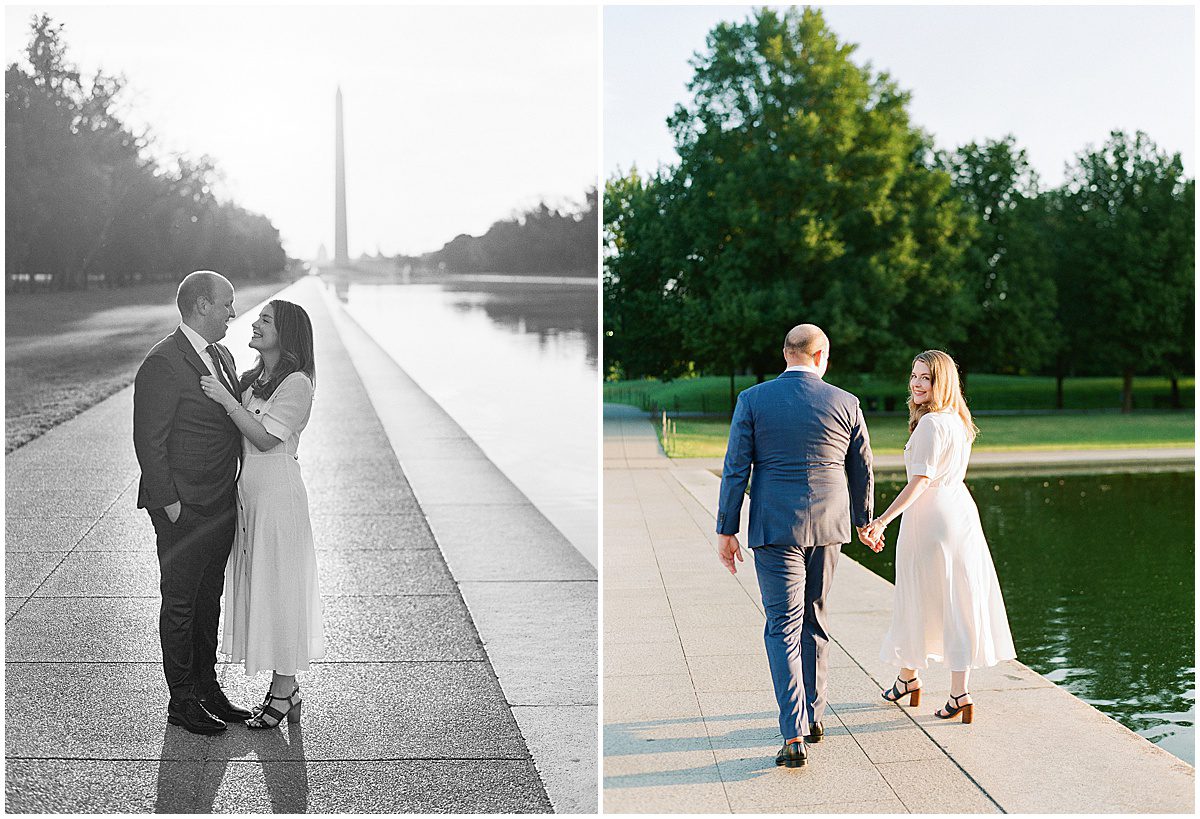Luxury Washington DC Photographer Couple in Front of Washington Monument Photos
