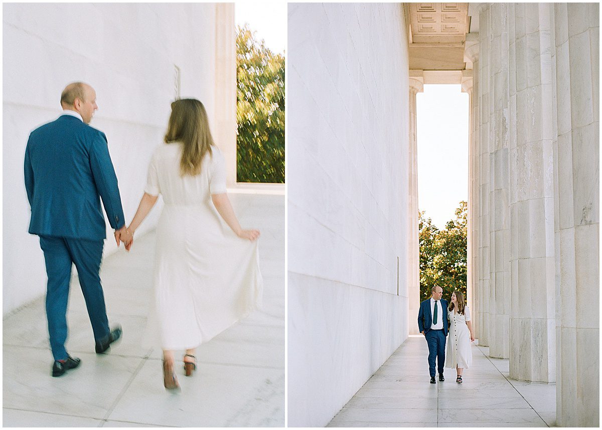 Luxury Washington DC Photographer Couple Walking in The Pillars Photos