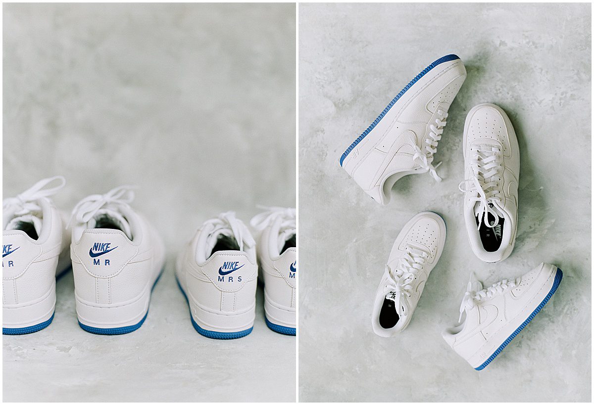 Luxury Wedding Photographer in Highlands NC Couples Blue and White Nike Shoes Photos