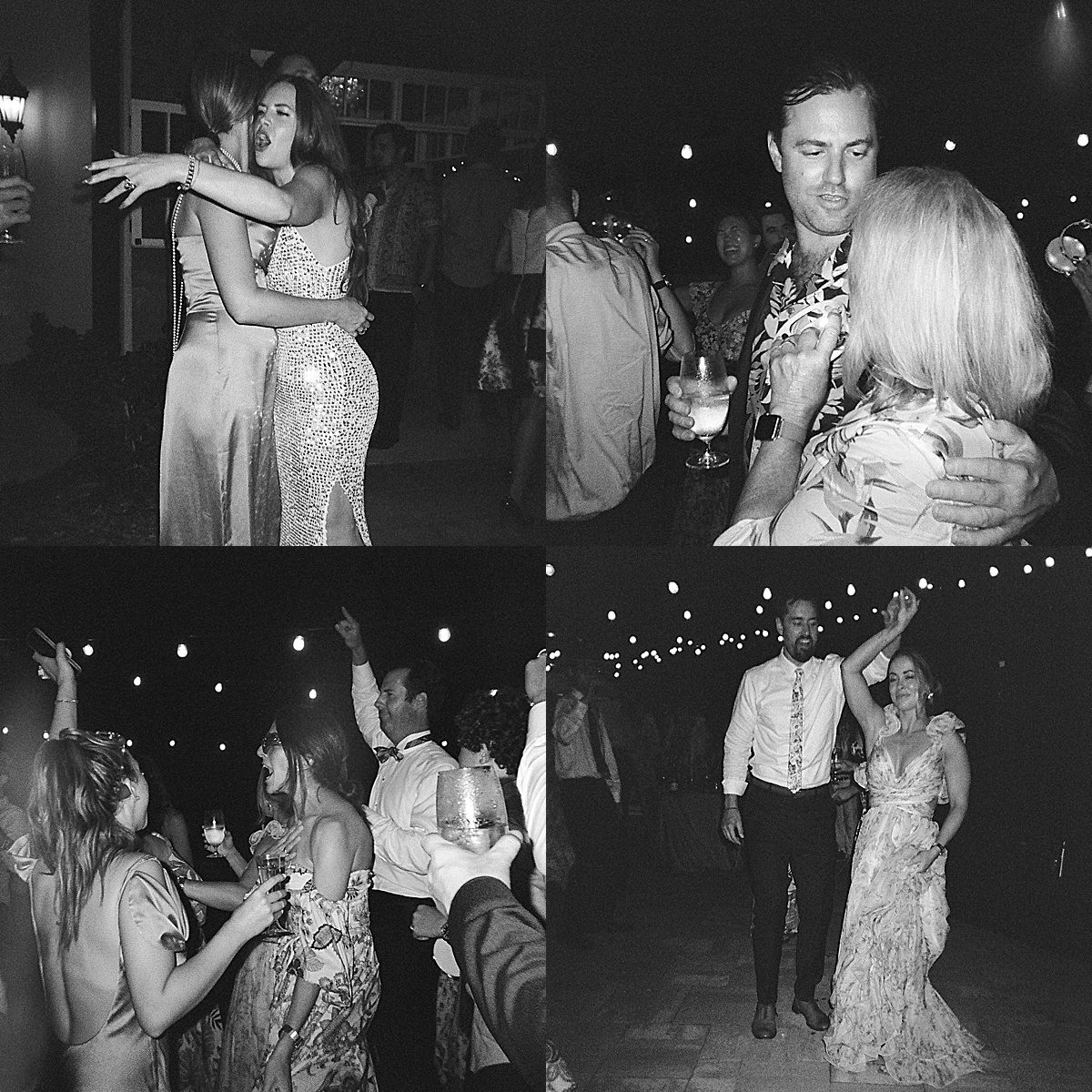 Black and Whites of Wedding Guests Dancing photos
