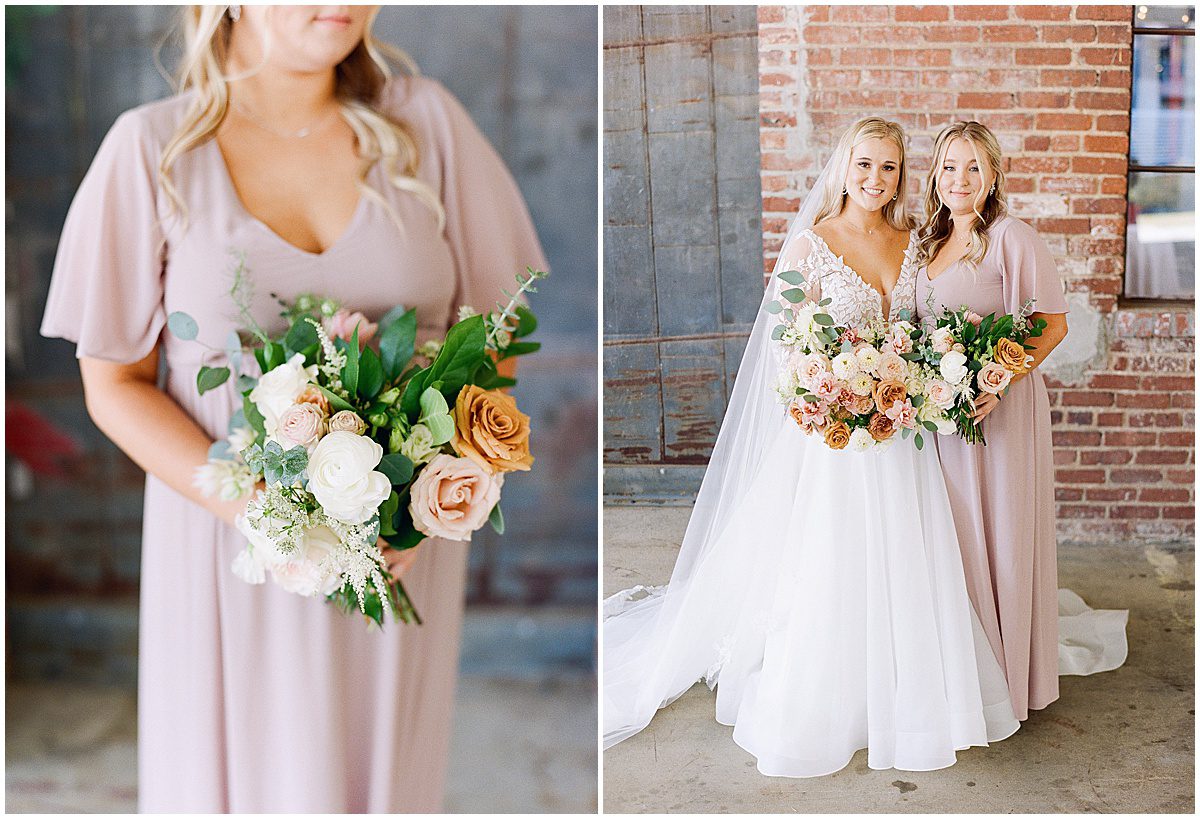 Bridesmaid Holding Bouquet and Bride with Bridesmaid Holding Bouquets Photos