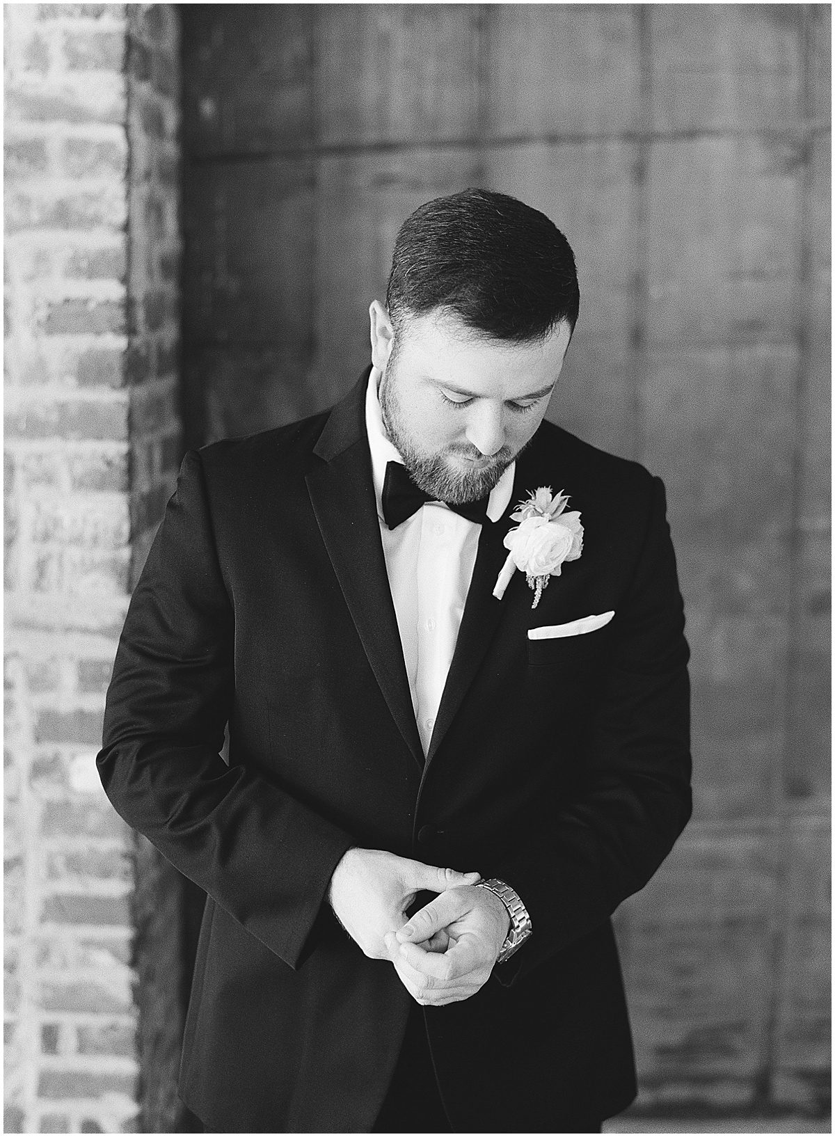 Black and White of Groom Photo