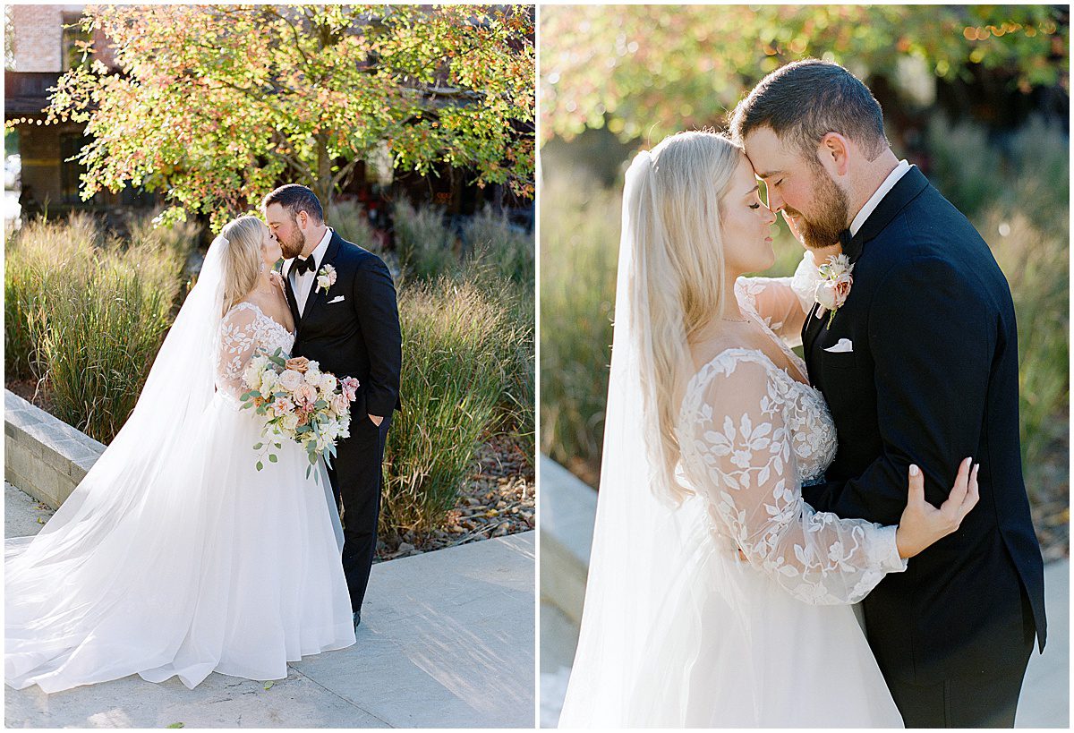 Bride and Groom Kissing and Snuggling Photos