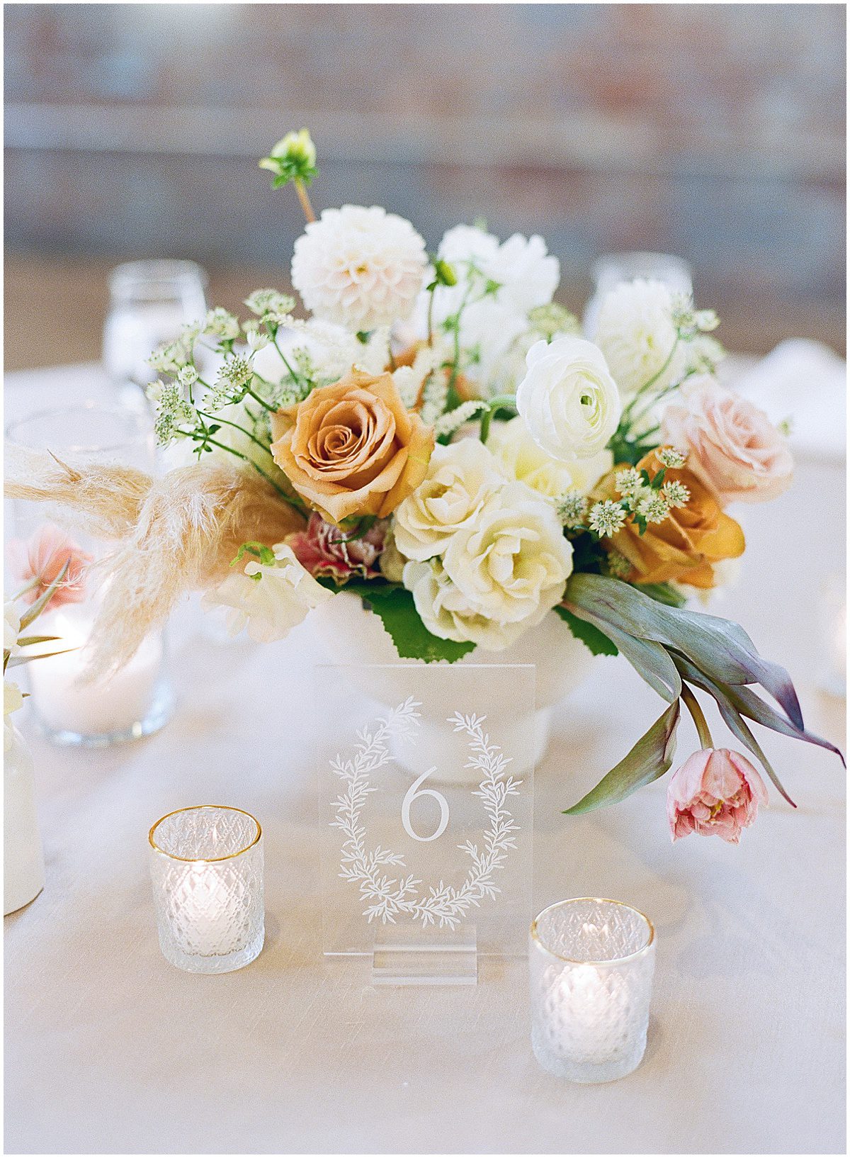 Table Number and Flower Centerpiece Photo