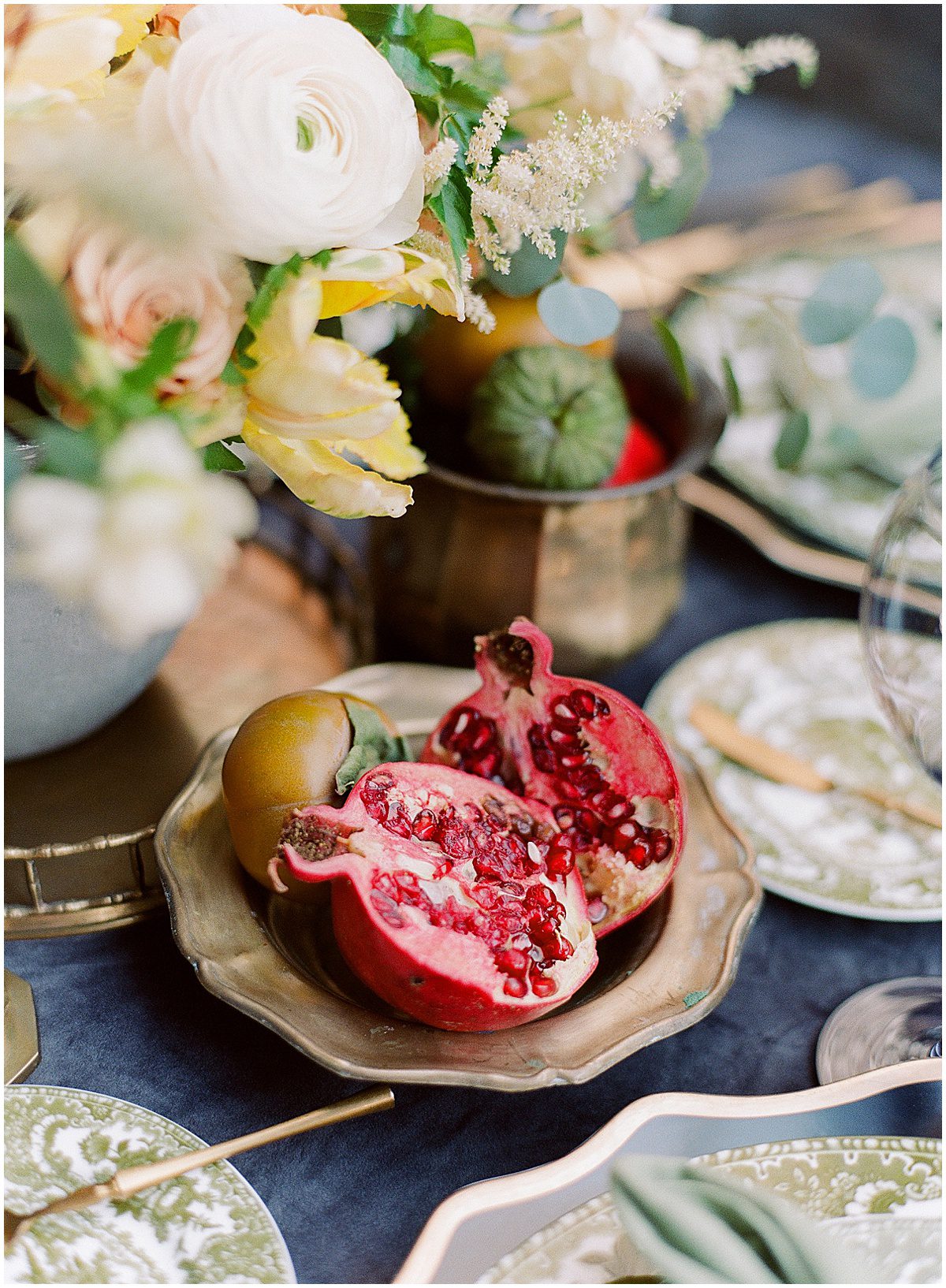 Pomegranates Detail on Table Photo
