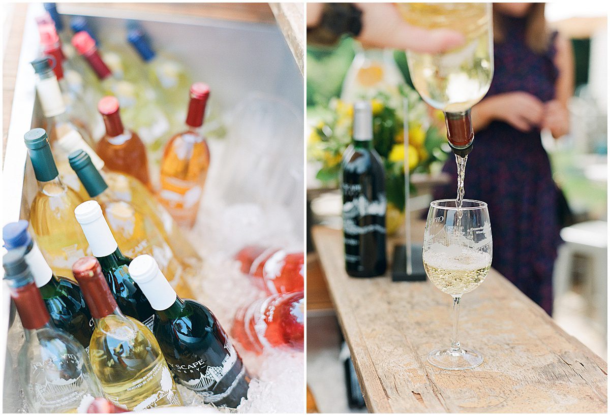 Wine Bottles on Ice and Bar Tender Pouring Wine Photos