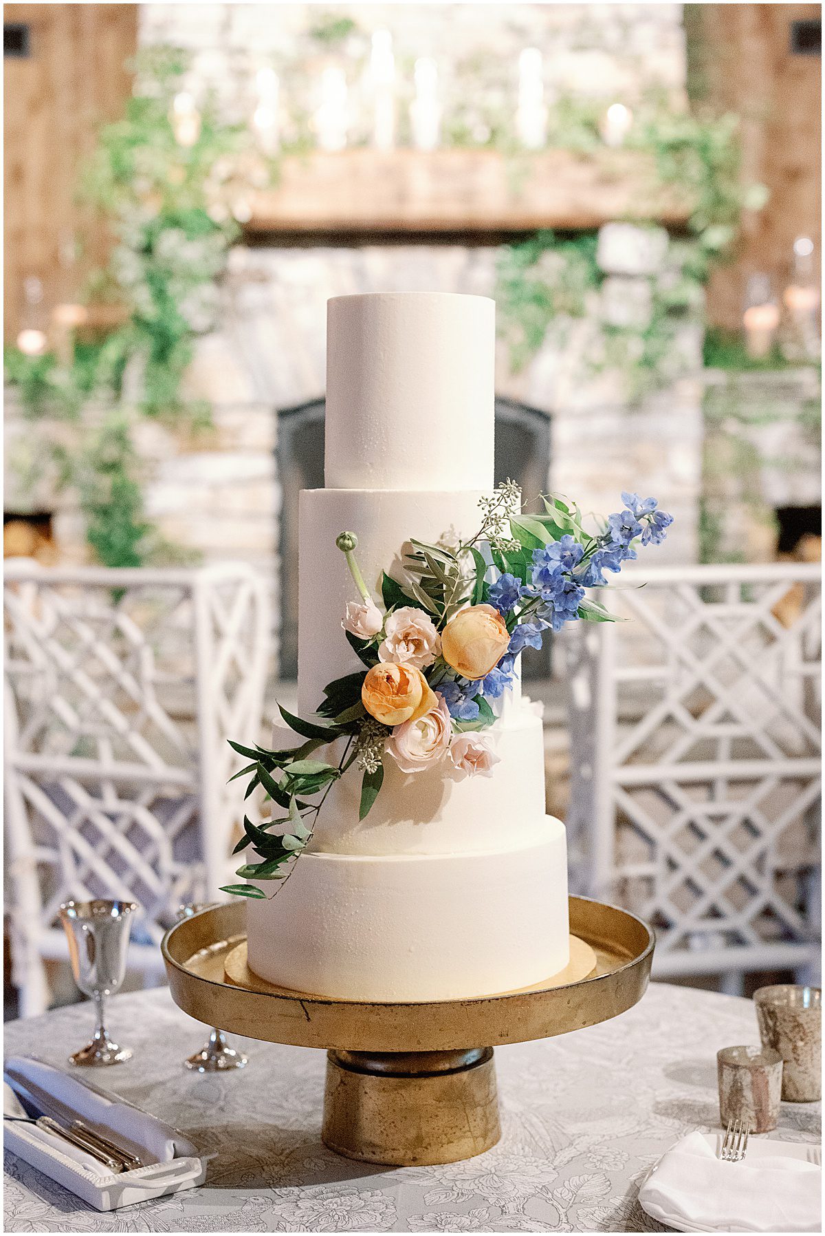Wedding Cake with Flowers Photo