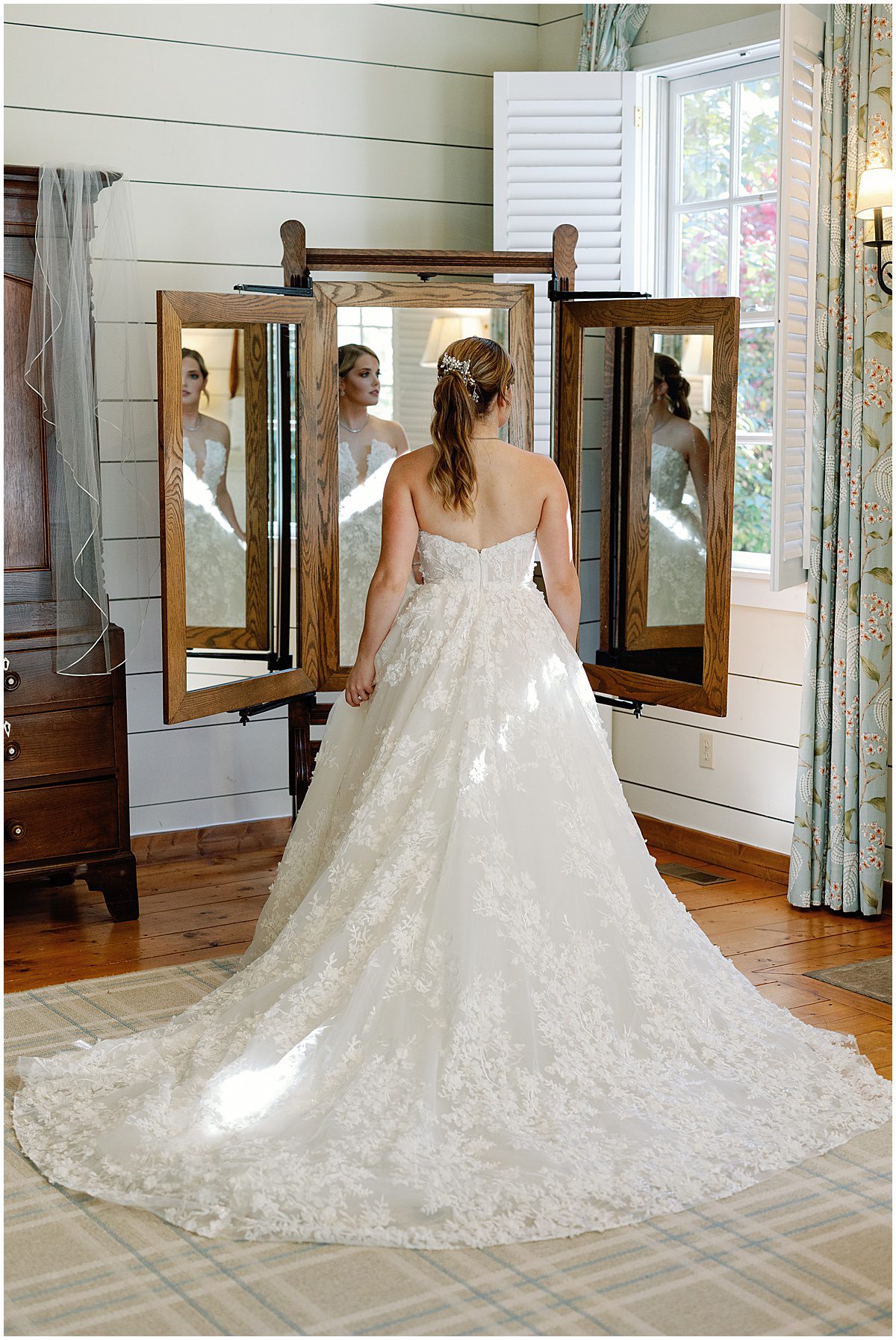 Bride In Front Of Mirror at The Farm at Old Edwards Photo
