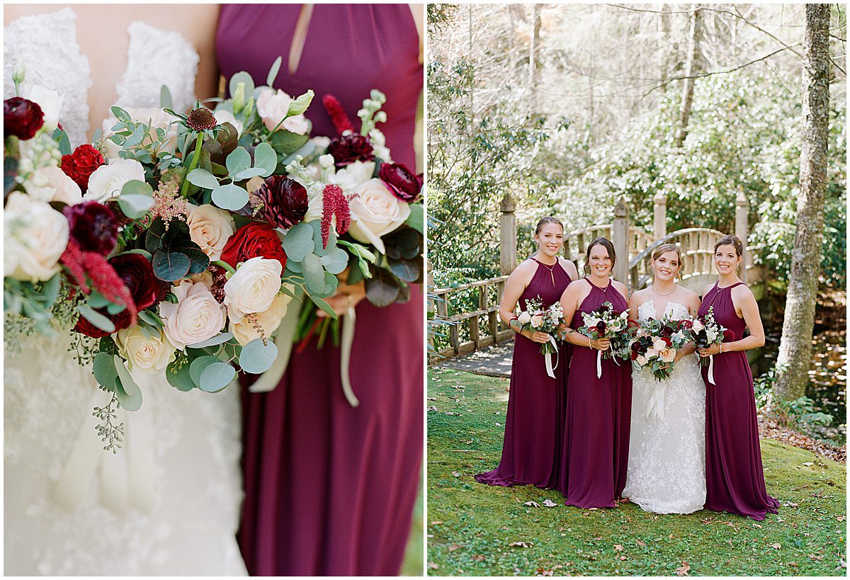 Bride with Bridesmaids and Flowers Photos