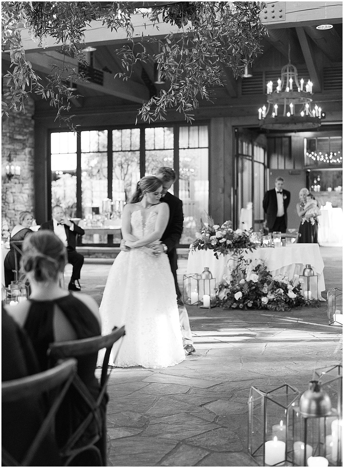 Black and White of Bride and Grooms First Dance Photo