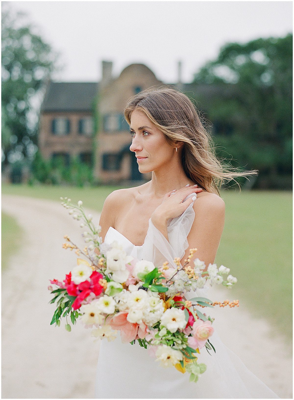 Bride Looking off at Middleton Place Charleston SC photo