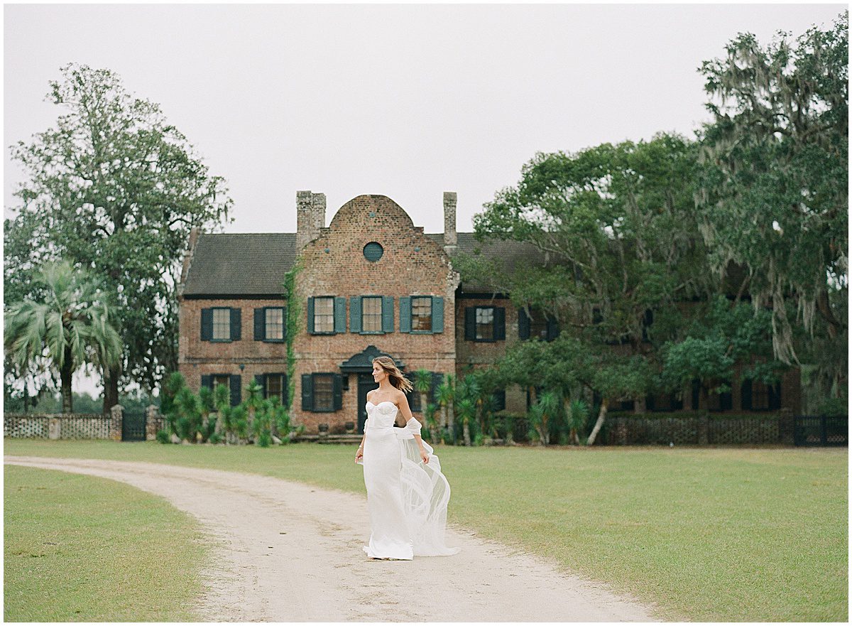 Bride in Front of Main House at Middleton Place in Charleston SC Photo