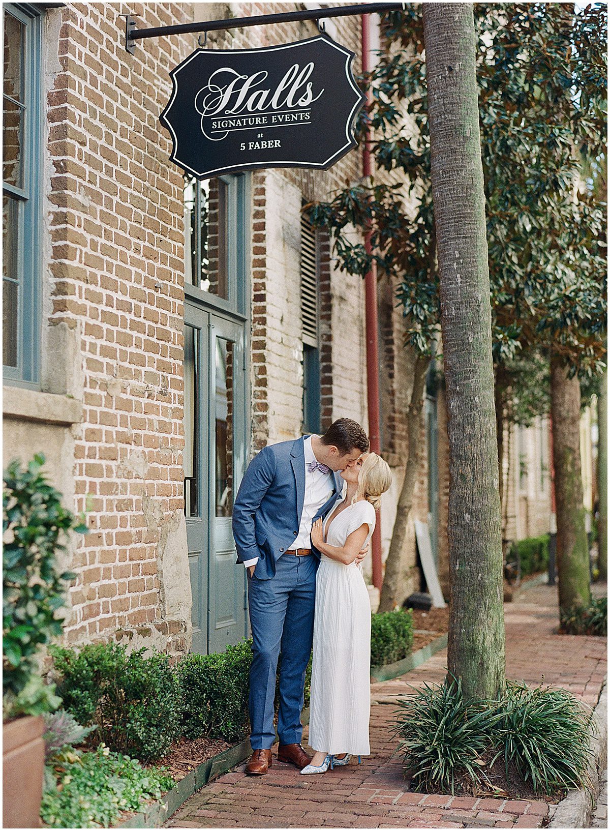 Bride and Groom at Halls Signature Events in Downtown Charleston Photo