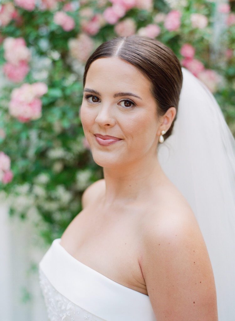 bride looking at camera photo 