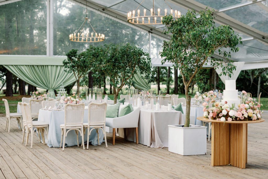 Runnymede Charleston photos of reception tent at plantation wedding