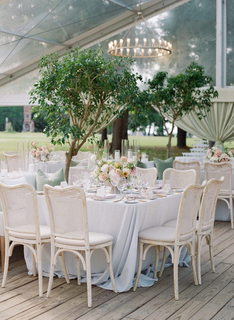 Wedding reception table in tent - Runnymede Charleston photos