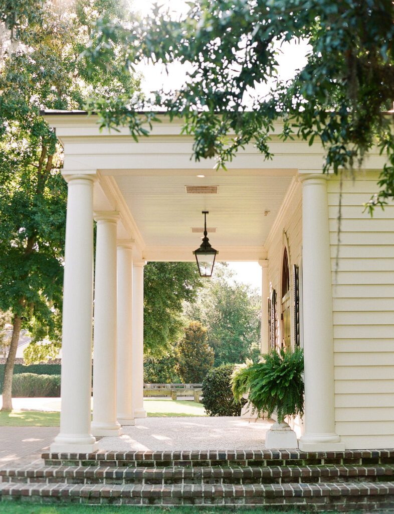 Front porch of the Somerset Chapel at Montage Palmetto Bluff
