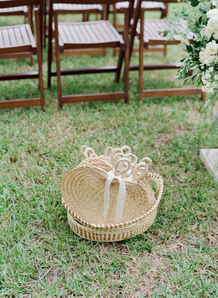 wedding ceremony rattan fans 