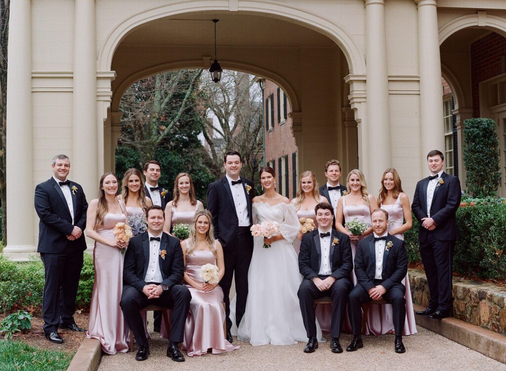 Bride and Groom with Bridesmaids and Groomsmen