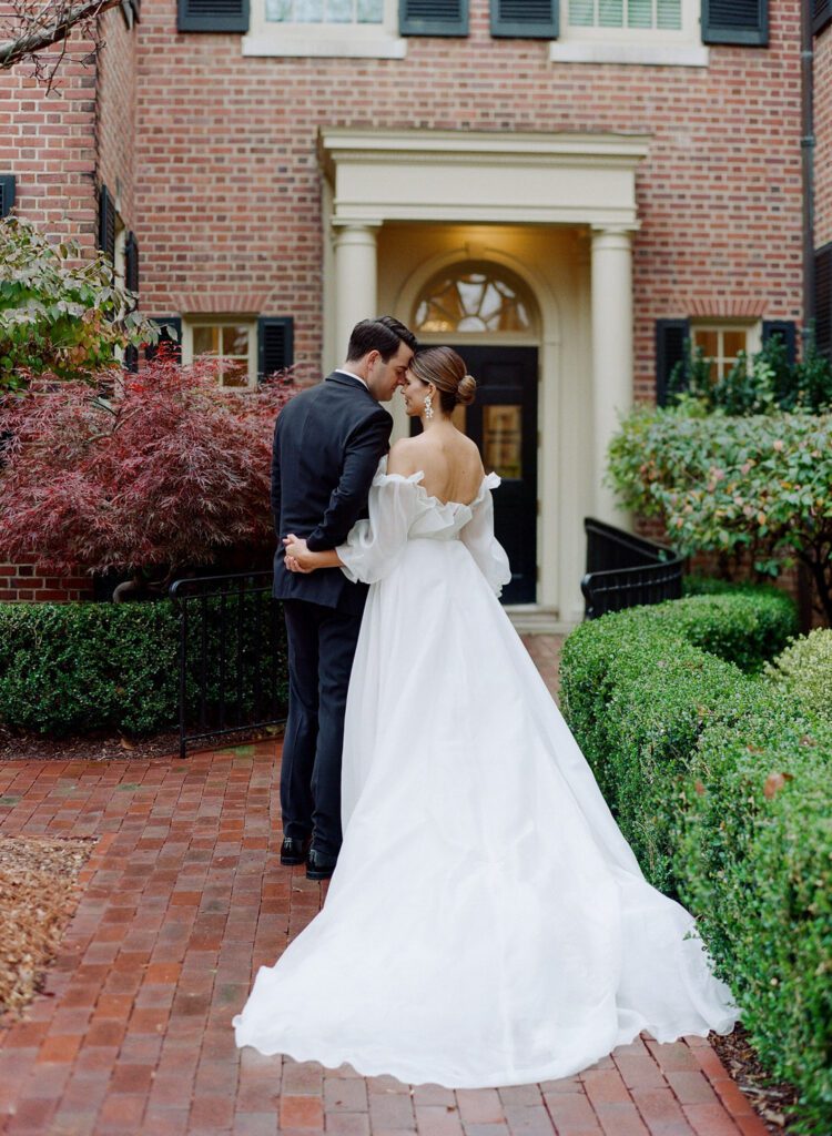 Bride and Groom hugging nose to nose