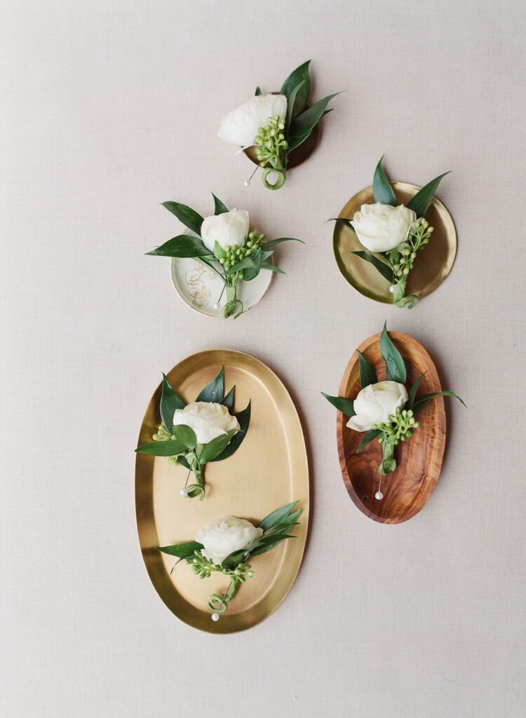 flowers on trays