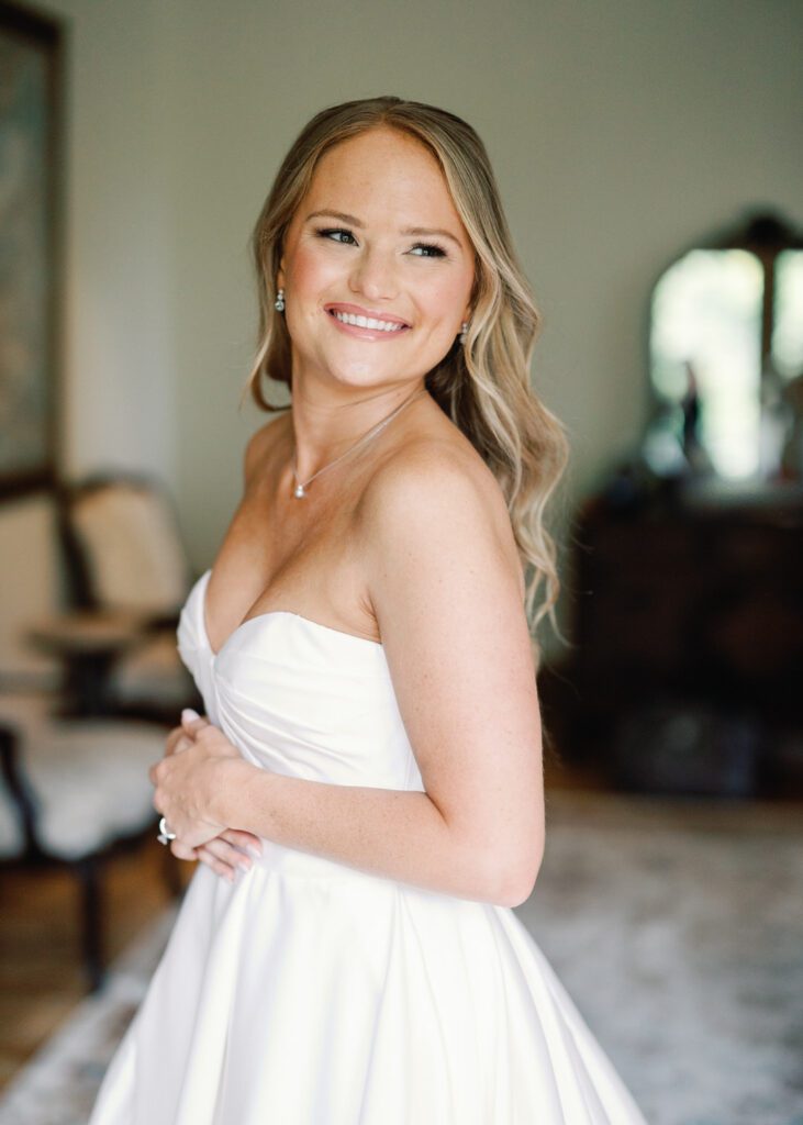 bride getting dressed