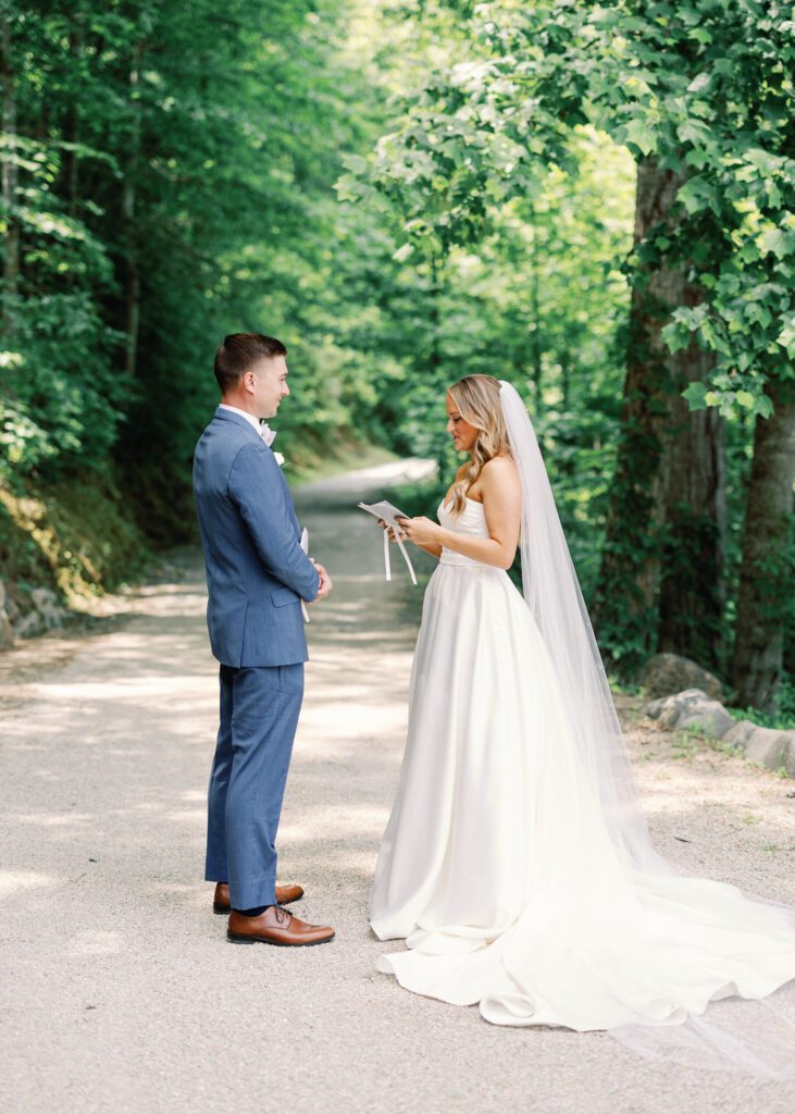 bride and groom sharing vows