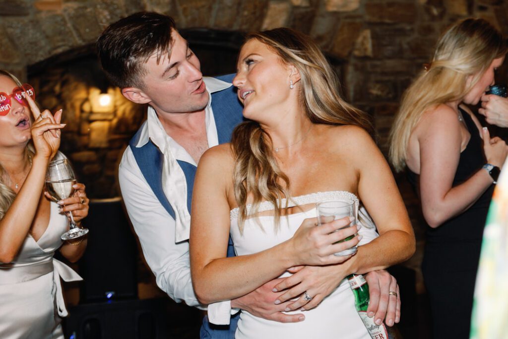 bride and groom dancing