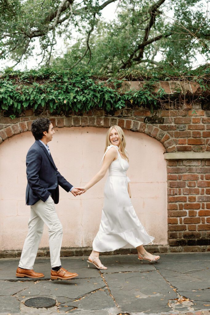 Couple holding hands walking