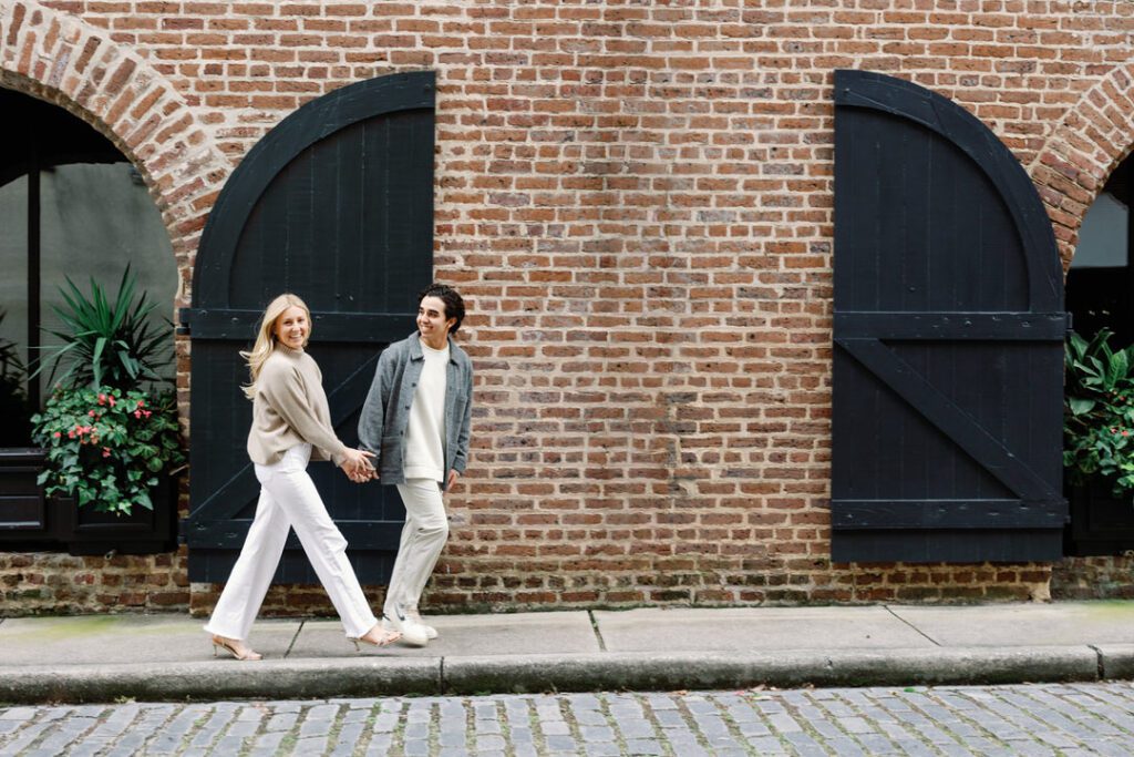 Couple walking holding hands