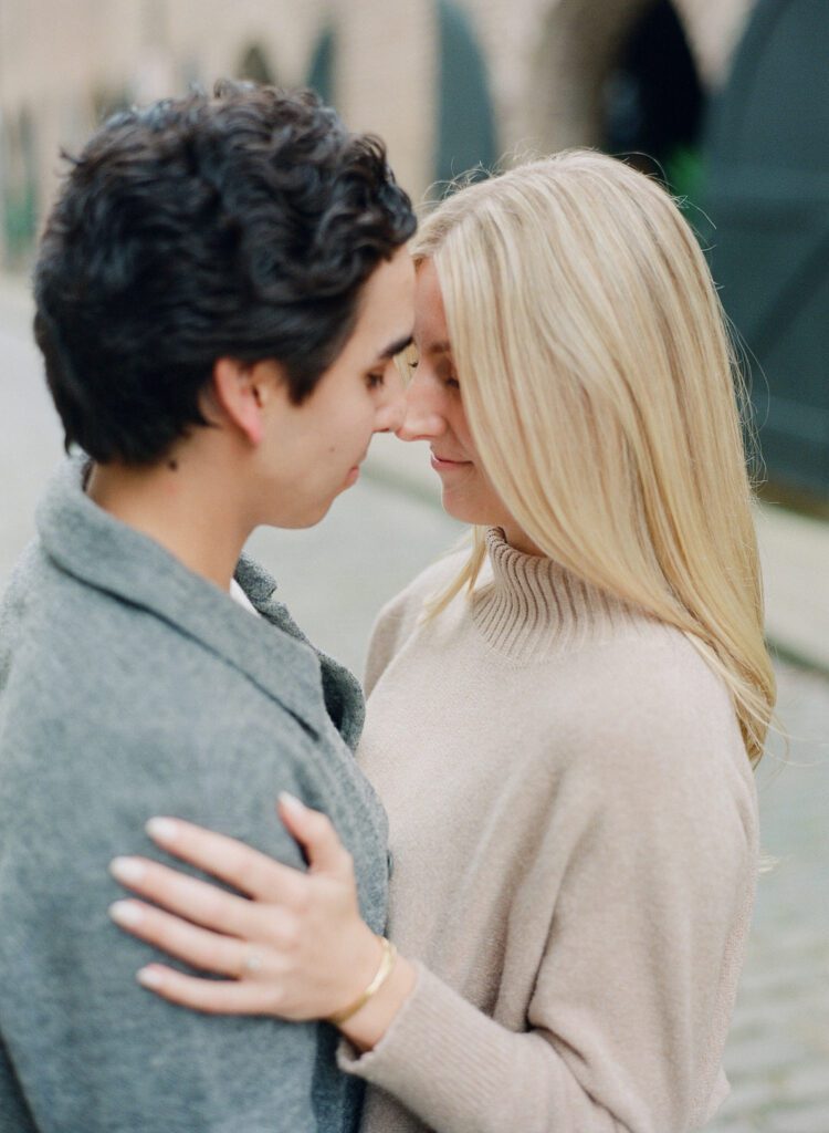 Charleston Engagement Photos Couple Nose to Nose Hugging