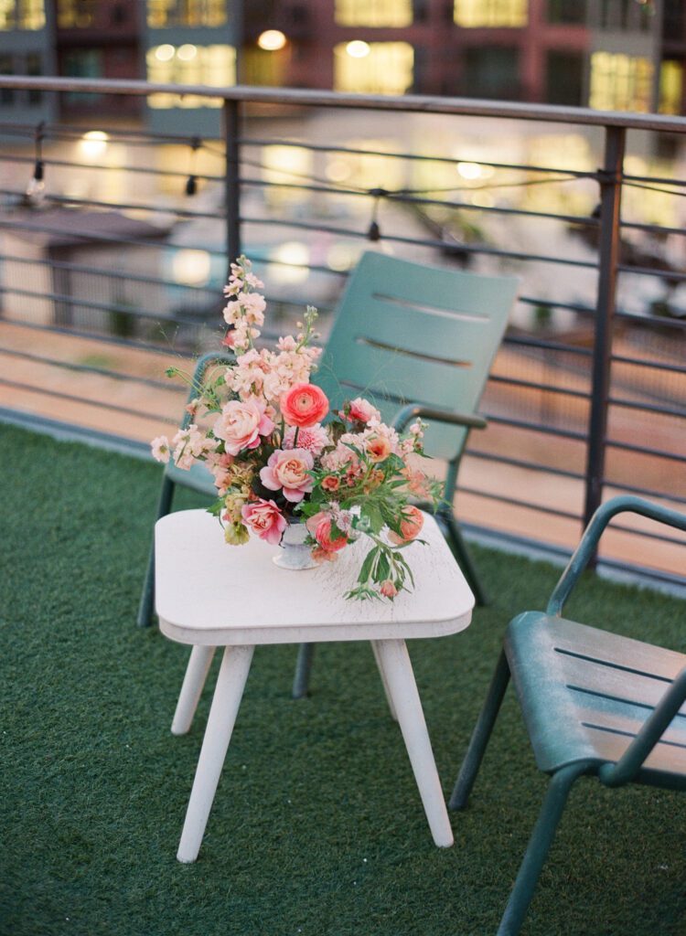 flowers on white table 