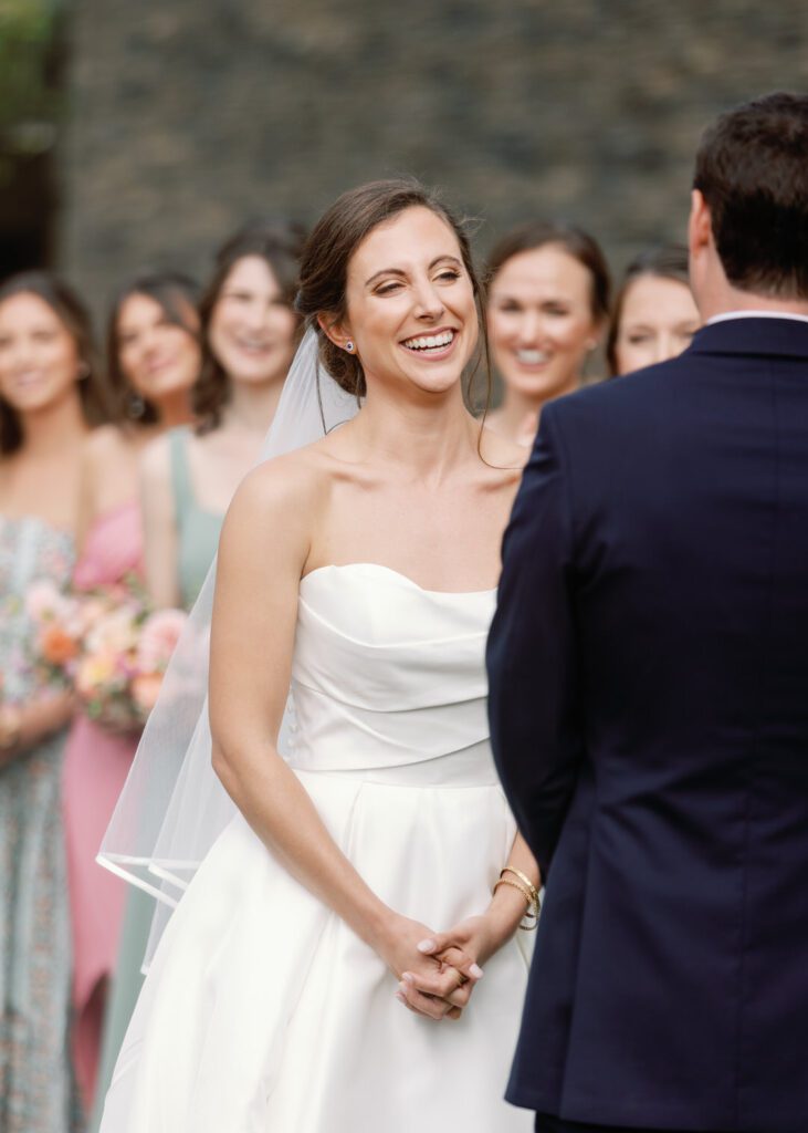 Bride laughing 