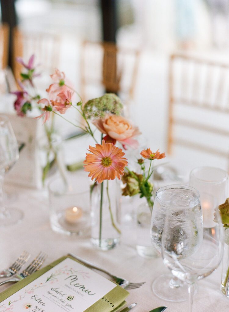 wedding reception flowers on table 