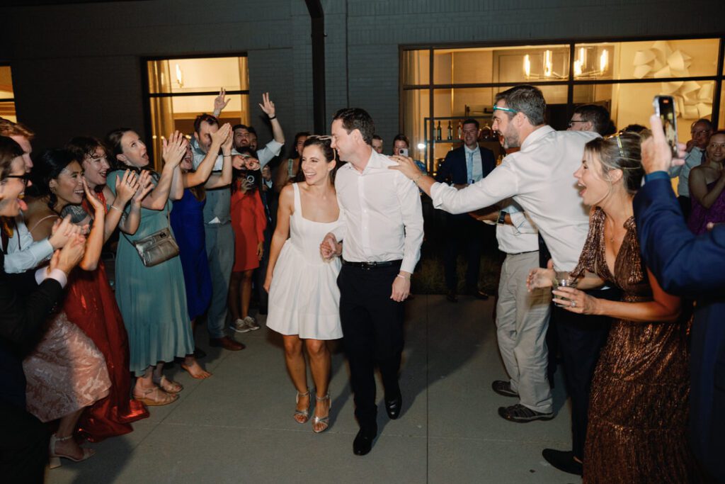 bride and groom exiting 